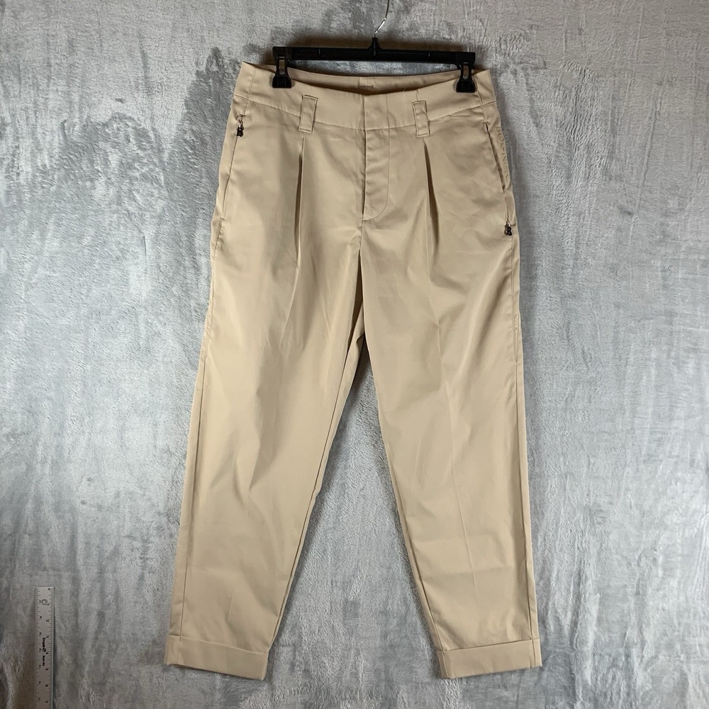 Bogner Women Pants 6 Tan Cuffed Pleated Equestrian Old Money Trouser Performance